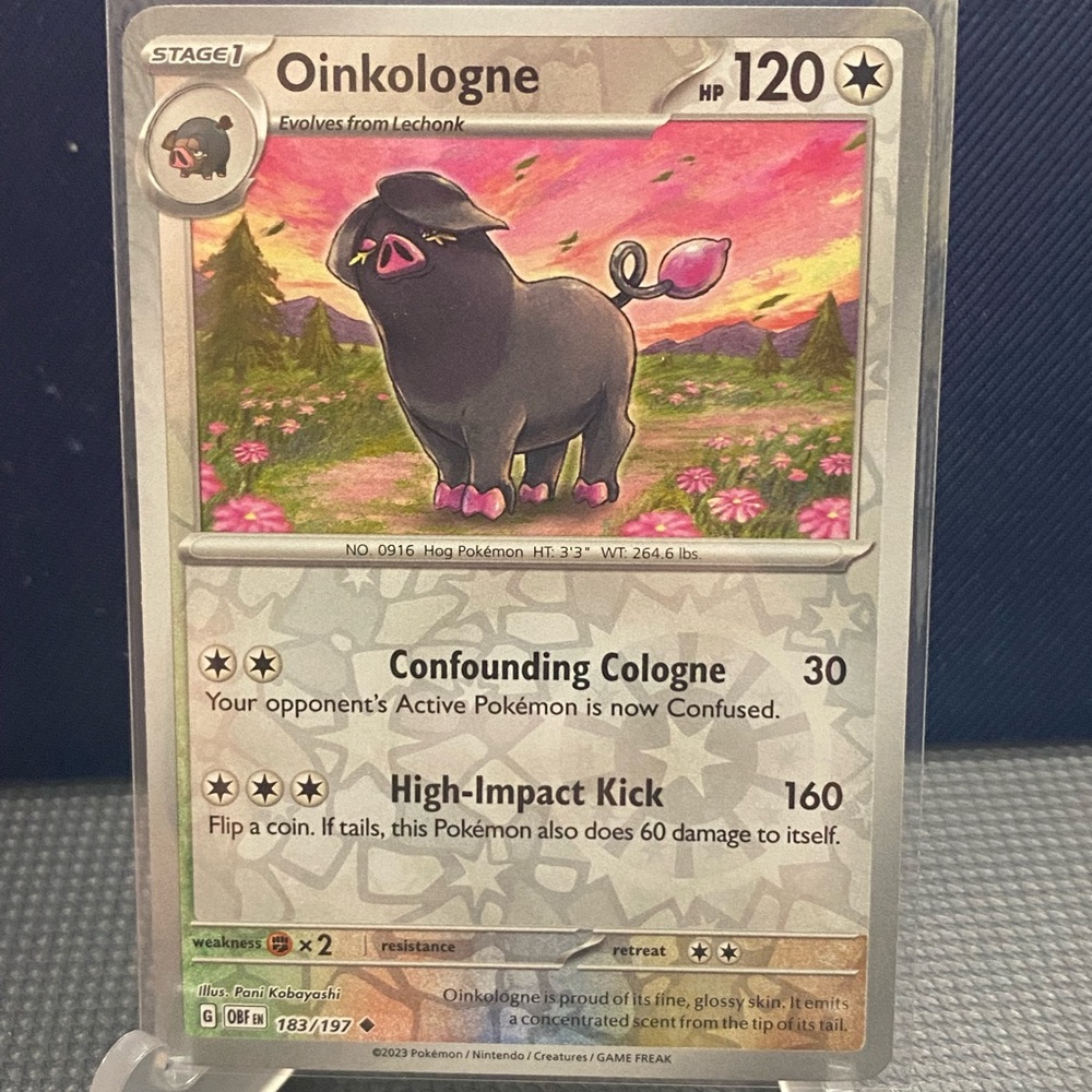 Oinkologne Pokémon TCG Holo Rare Card - Pink & Black Art 183/197